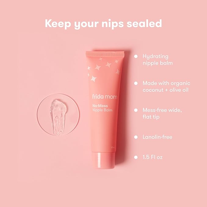 Frida Mom Nipple Cream and Saline Spray Set, Breastfeeding Essentials for New Moms, Cracked Nipple Saline Spray and No-Mess Cream, 2pc Set