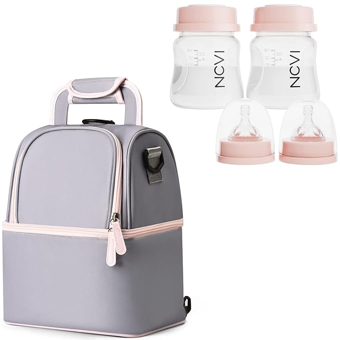 NCVI Breastmilk Cooler Bag and 2 Baby Bottles, BPA Free