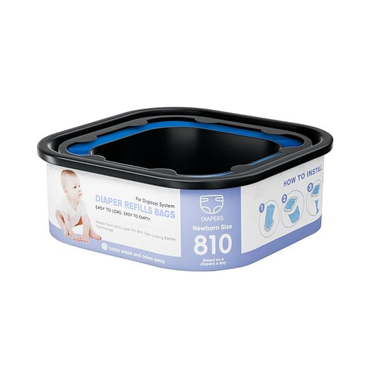 Jumbo Square Refills Disposal Bags Refill Compatible With For Diaper Gen.ie Compact, Select (Not Fit Classic Version Pails), Hold Up to 810 Newborn-Sized Diapers Per Refill. (1 Packs)