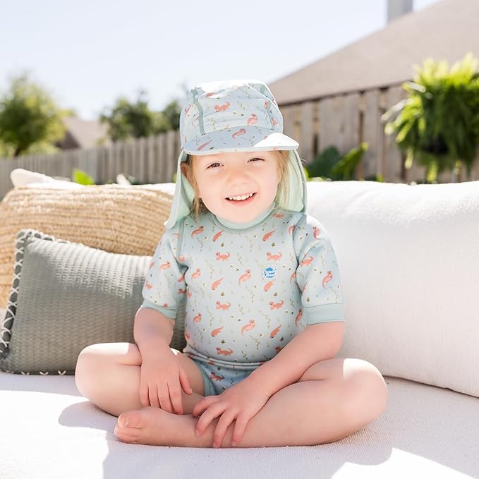 Splash About Happy Nappy Wetsuit, Swimsuit for Babies & Toddlers with Built-in Swim Diaper (Playful Otters, 3-8 Months)