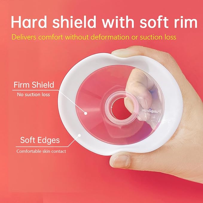 PumpMom-us 21mm Soft Rim Flanges Compatible with Medela Breast Pump PersonalFit, Freestyle, Maxflow, Freestyle Flex Swing Maxi Connectors, Replace 21 Flange Accessories with Wider Opening Angle