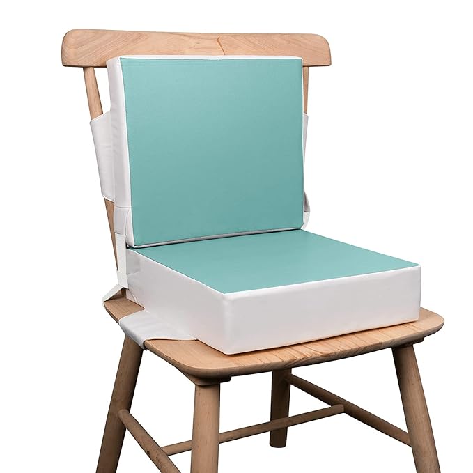 Toddler Booster Seat for Dining Table, Booster Seat for Kitchen Chair, Dining Seat with Adjustable Straps, Portable Travel Increasing Cushion for Chair (Green