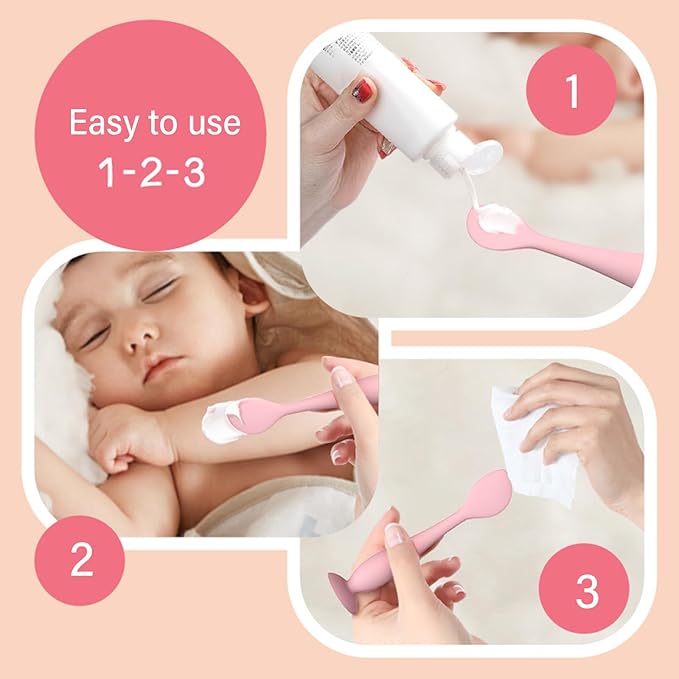 Gentle Application Baby Diaper Cream Spatula Silicone Handheld Scraping Spoon with Suction Base for Easy Storage