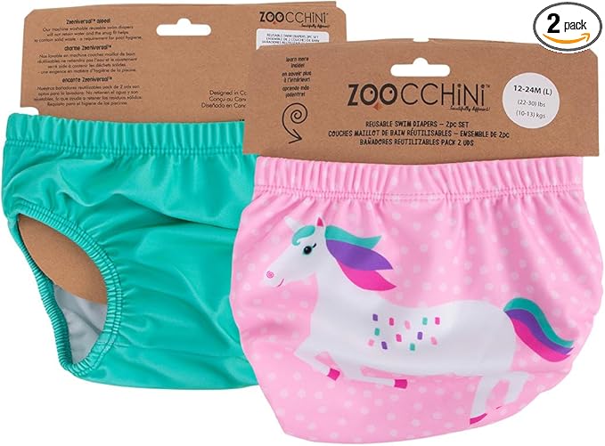 Zoocchini - Knit Swim Diaper, 2 Pc Set, Unicorn, 12-24M