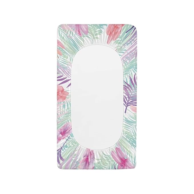Microfiber Diaper Changing Table Sheets for Infants and Toddles Tropical Floral Leaves Baby Changing Pad Cover Soft Breathable