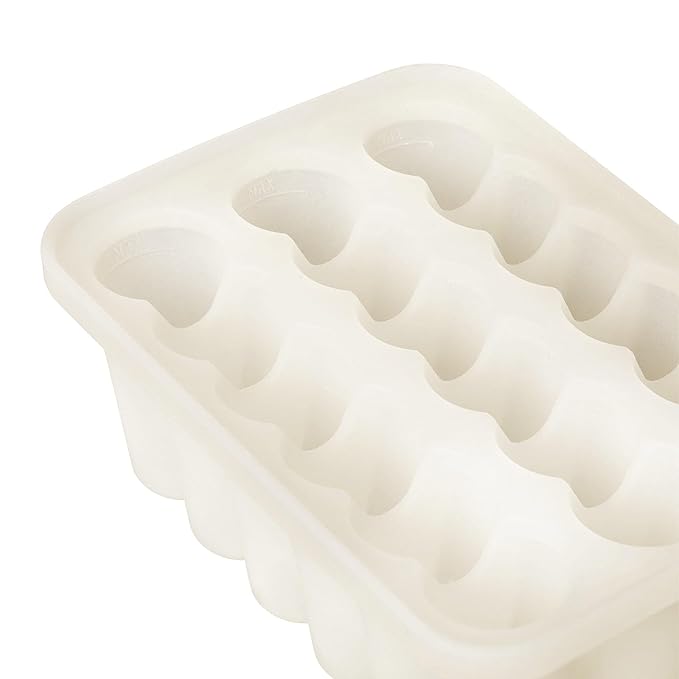 BIBS Baby Food Freezer Tray for Easy Storage, Compatible with BIBS Food Feeder, Spill-Proof, Silicone Bottom, Includes Lid, BPA-Free - Ideal for Breastmilk, Purees, Smoothies - Ivory