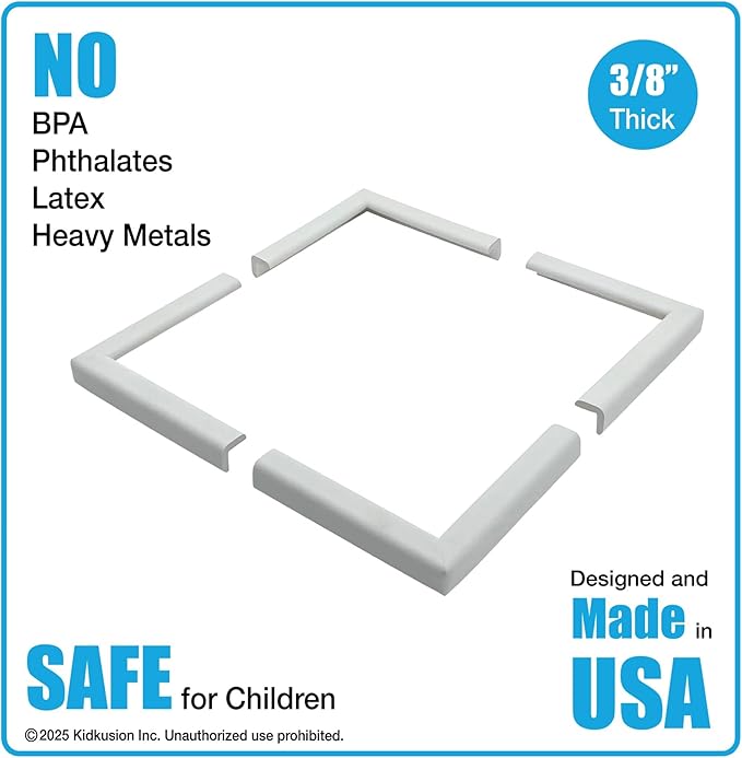 KidKusion Corner and Edge Protector | Easy Fit System | Soft Durable Foam Rubber Padding for Furniture w/Doublesided Tape | Babyproofing Bumper Guards | Large Profile | 16 Ft. | Off White