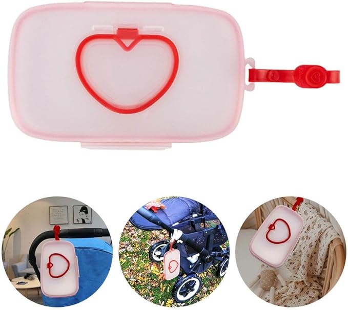 Baby Wipes Dispenser,Tissue Storage Box Case,Portable Wipe Cases Wipe Holder for Baby Adult,Travel Wet Wipe Pouch with Sealing Design Lids,Wipe Container Box for Bathroom Travel (Red)