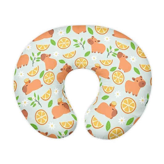 Jeiento Lemon and Capybara Nursing Pillow Covers Soft Slipcovers for Breastfeeding Pillows Comfortable Soft Feeding Pillow Slipcovers Fit Standard Infant Nursing Pillow