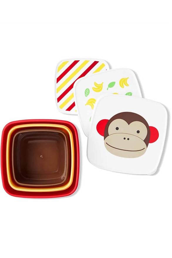 Skip Hop Toddler Zoo Snack Container Set, Monkey, 3 Pack