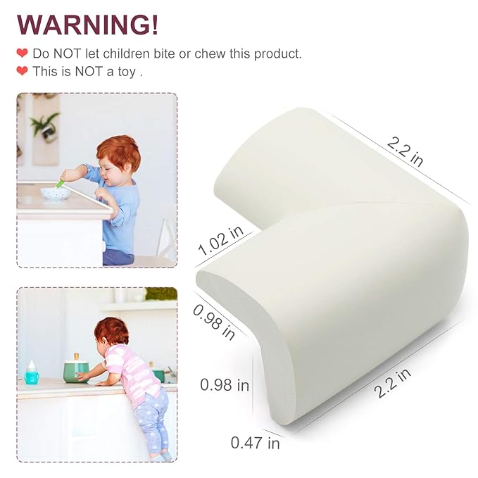 Baby Proofing Edge Corner Protector, Table Bumper Guard, Soft Rubber Foam Guard, 3M Pre-Taped Corners, 20.5 ft (18.1ft Edge + 8 Corners) Baby Proof Corner Guard Heavy-Duty (18.1ft, Cream White)