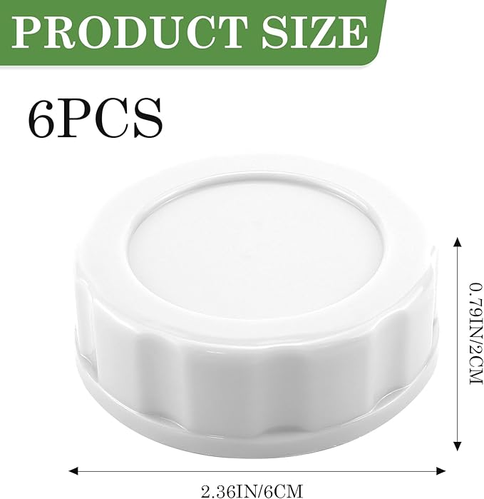 6pcs Baby Bottle Caps with Sealing Gasket, Travel and Storage Bottle Lids Airtight Replacement Caps for Wide Neck Glass Bottles (White)