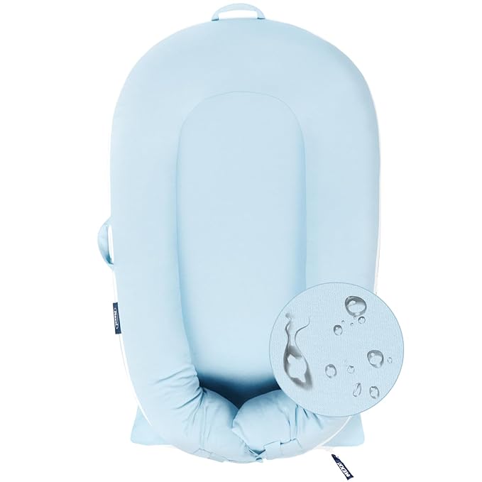 Organic Replacement Cover with Waterproof Pad | Premium Quality Spare Cover Certified Organic Cotton | Protects Against leaks | [Fits Dockatot Deluxe + Docks] (Cover Only) (Baby Blue)