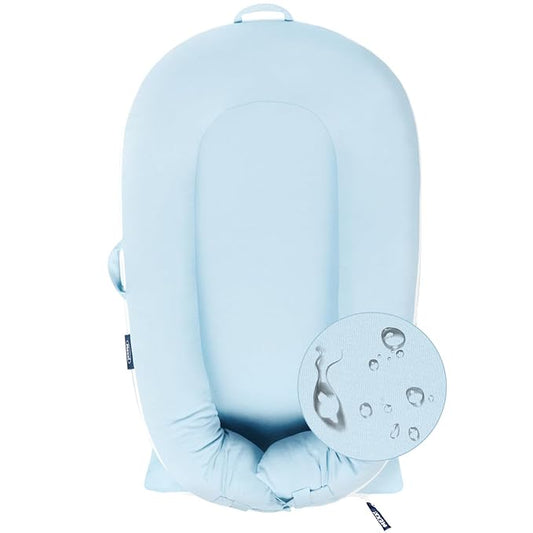 Organic Replacement Cover with Waterproof Pad | Premium Quality Spare Cover Certified Organic Cotton | Protects Against leaks | [Fits Dockatot Deluxe + Docks] (Cover Only) (Baby Blue)
