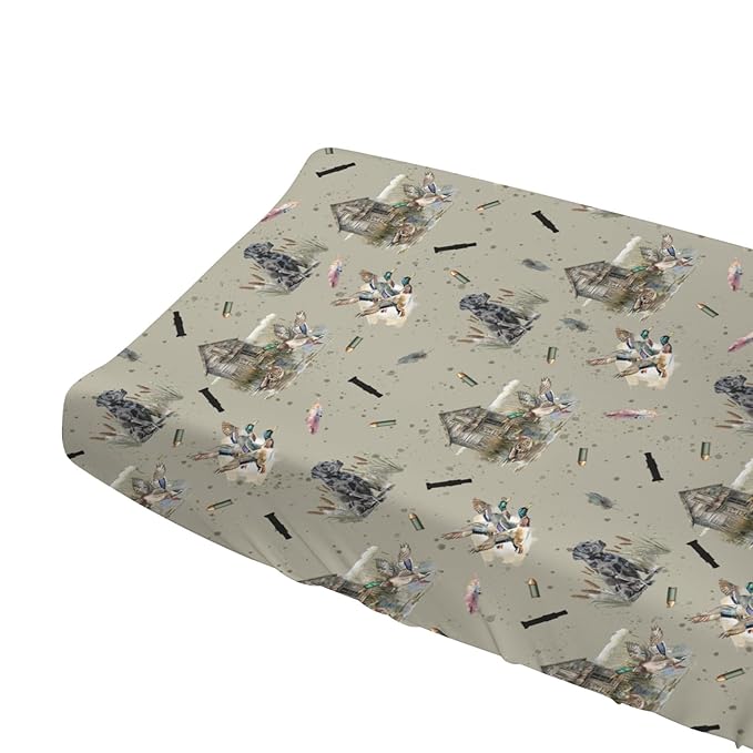 Wild Duck Hunting Hunter Baby Changing Pad Covers for Boy Girl 32''x16'' Mallard Ducks Reed Dogs Fitted Diaper Changing Pad Table Sheets Comfort Soft Breathable Baby Nursery Changing Table Mats