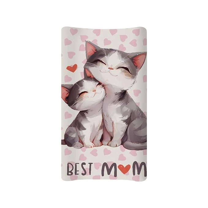 Cartoon Cats Baby Diaper Changing Table Sheets Jersey Knit Breathable Changing Table Pad Cover for Infants Toddles 16 * 32 Inches