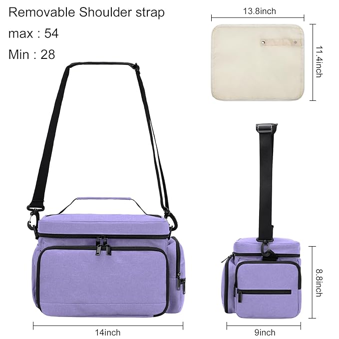 GDNasist Breast Pump Bag Fit for Spectra S1 and S2, Pumping Bags with Waterproof Mat for Pump Accessories, Portable Pump Carrying Case for Work, Travel and Family Use, Purple
