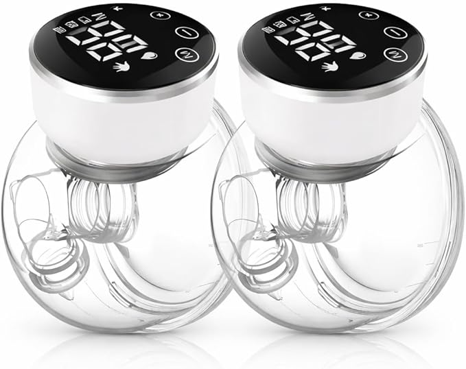 NaNaLazy Wearable Breast Pump Hands Free of Longer Battery Life & LED Display, Portable Electric Breast Pump with 3 Modes & 9 Levels & Low Noise, 24 mm Flange, 2 Pcs White