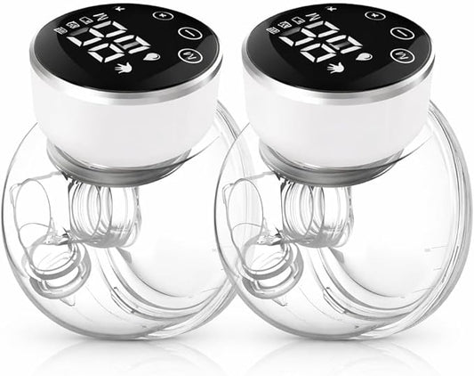 NaNaLazy Wearable Breast Pump Hands Free of Longer Battery Life & LED Display, Portable Electric Breast Pump with 3 Modes & 9 Levels & Low Noise, 24 mm Flange, 2 Pcs White