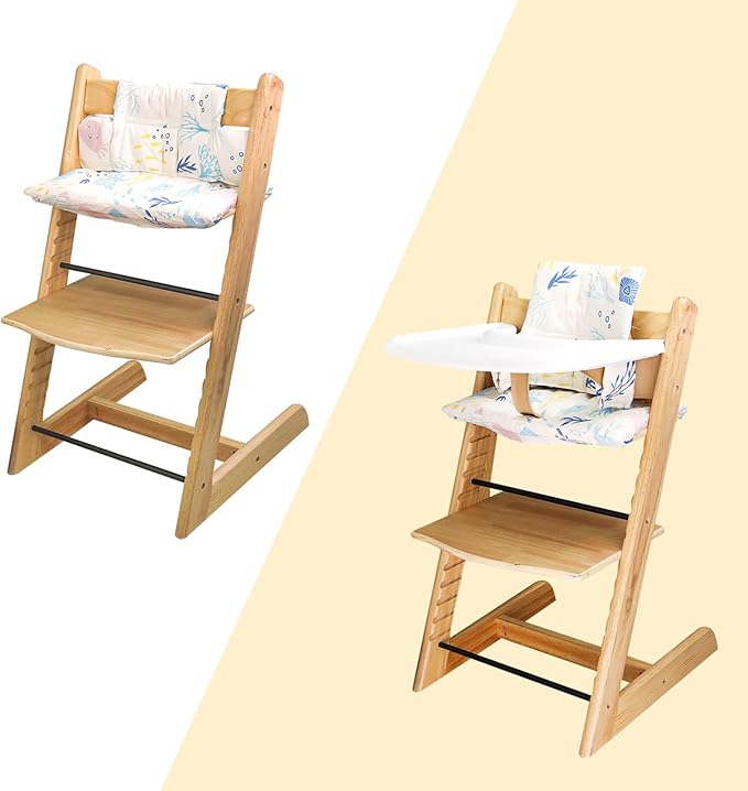 High Chair Cushion, Soft and Comfortable for Tripp Trapp High Chair Cushion, with Two High Chair Placemat, for Tripp Trapp Cushion Set Makes It More Comfortable for Baby (Ocean Animal)