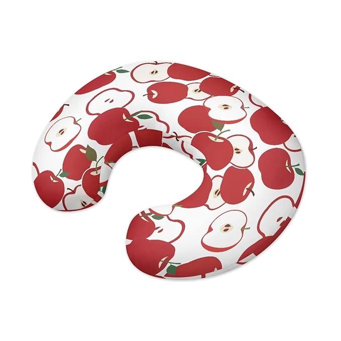 Cartoon Apple Graphic Nursing Pillow Cover, Soft Breathable Apple Hand Drawn Feeding Pillow Slipcover for Baby Boy Girl Nursing Pillow Cover, Machine Washable