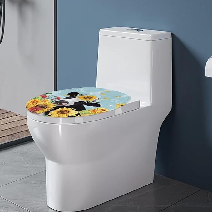 Cow Print Toilet Seat Covers - Polyester Fabric Soft Covers for Public Bathrooms and Long-Term Travel