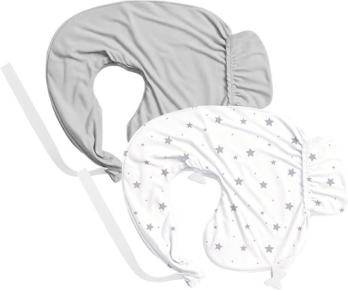 Nursing Pillow Cover 2-Pack, Fits Wrap-Around U-Shaped Nursing Support Pillows (22 x 16 x 5 in), Soft & Breathable, Easy On/Off – Covers Only