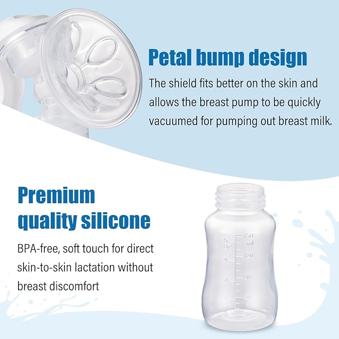 Manual Breast Pump - Adjustable Suction Silicone Hand Pump Breastfeeding, Small Portable Manual Breast Milk Catcher Baby Feeding Pumps & Accessories, White, Mother’s Day Gifts