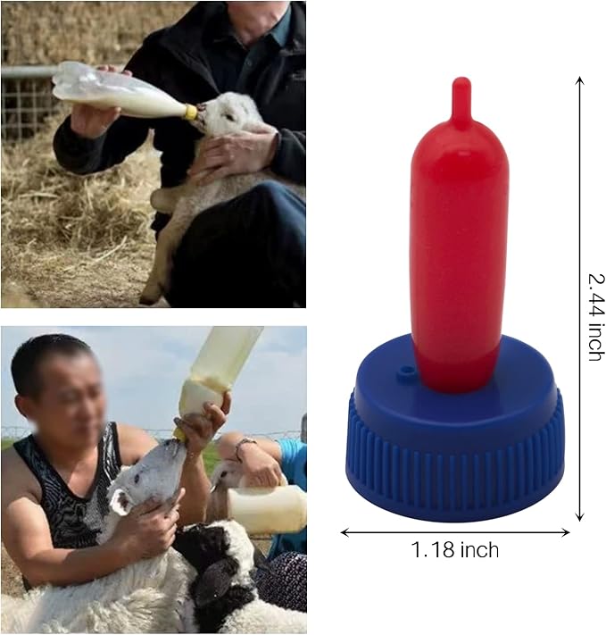 Baby Goat Nipple, 20 Pieces Goat Lamb Teat Feeder Bottle Topper Feeding,Soft Rubber Goat Milk Drinking Nipple for Nursing Lambs,Puppy (Blue, 20 Pieces)