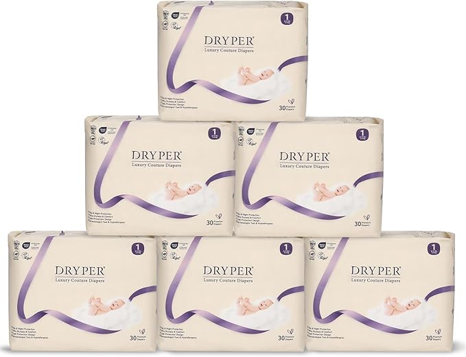 Baby Diapers, DRYPER Disposable Diaper Newborn Size 1 Diapers (6-11 lbs), 3D Leak Guards & Wetness Indicator, Ultra-Soft & Thin, Fast Water Absorption Nappies, 180 Count