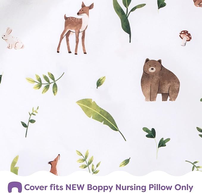 Boppy Nursing Pillow Cover - Soft, Hypoallergenic Washable Microfiber Bottle & Breastfeeding Pillow Covers (Redesigned Feeding Pillow Sold Separately) - Neutral Plants and Animals