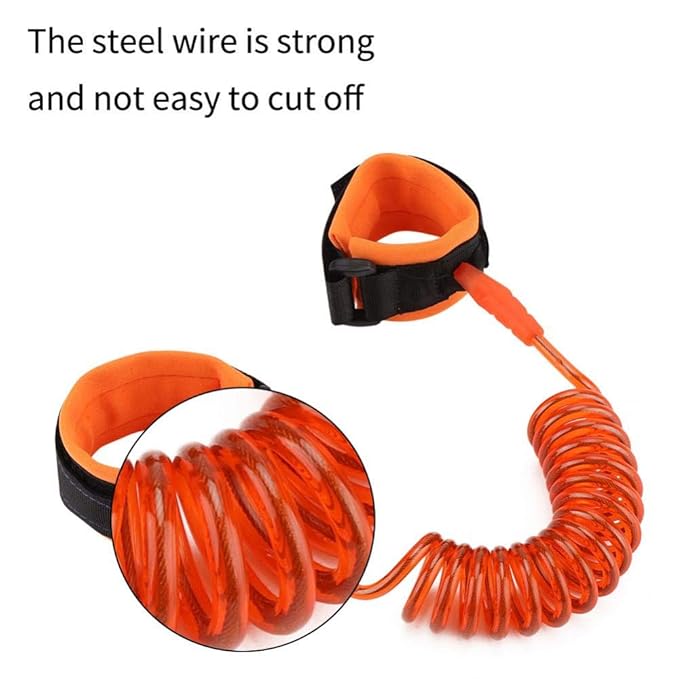 Anti Lost Wrist Link, Kids Anti lost Rope Elastic Adult Children Wristband Safety Link Walking Harness Rope for Toddlers Babies(Orange)