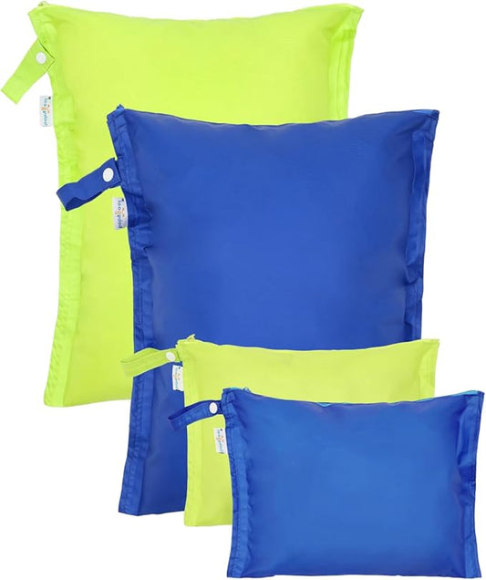 babygoal Wet Dry Bags 4 Pack, Waterproof Reusable Travel Bags for Swimsuits, Baby Cloth Diapers, Beach, Pool, Gym Bag & Wet Clothes