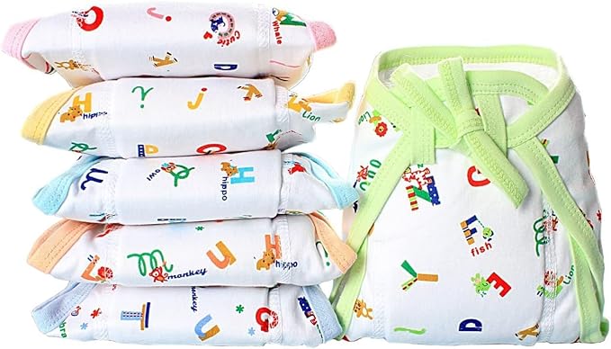 ETHENICINDIAN 10 Baby's Cotton Cloth Diapers/Langot Washable and Reusable Nappies (Multi Colour, 6-12 Months) | Washable Reusable Baby Cloth Diapers (Padded)