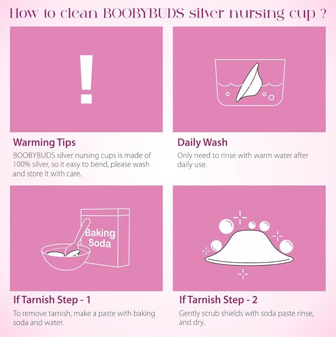 The Original Silver Nursing Cups - Nipple Shields for Nursing Newborns - 999 Silver - Universal Fit - Nipple Comfort Cups for Breastfeeding (TriLaminate Silver)