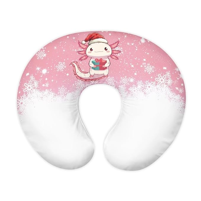 Christmas Axolotl Breastfeeding Pillow Cover Boys Girls Lightweight Skin-Friendly Fabric Newborn Nursing Pillow Case with Hidden Zipper Replacement Pillow Cover
