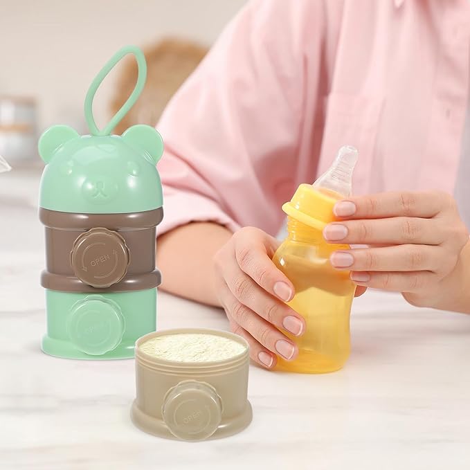 Kisangel 4 Layers Baby Milk Powder Box Large Capacity Portable Formula Dispenser Leak-Proof Food Storage Container for Travel Outdoor Baby Feeding