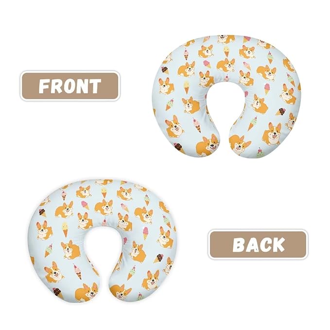 Cute Dogs Breastfeeding Pillow Cover Newborn U-Shaped Breastfeeding Pillowcase Cushion Cover Easy to Use and Dustptoof