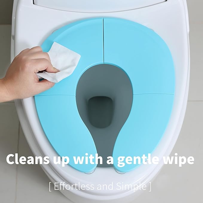 Funbliss Foldable Travel Potty Seat for Toddlers - Portable Folding Toilet Training Seat for Toddlers with Safety Suction Cups, Includes Storage Bag - Essential for On-the-Go Potty Training,Blue