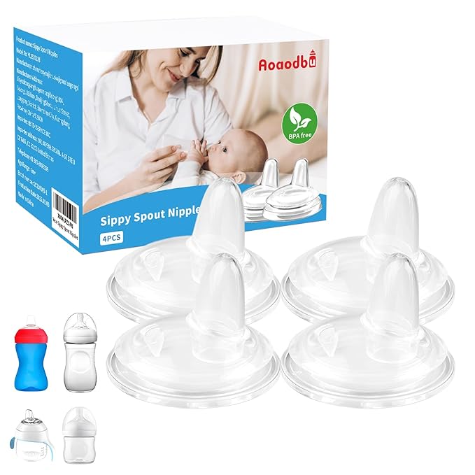 Sippy Spout Nipples for Philips Avent Natural Baby Bottles, My Grippy Spout Sippy Cup and Natural Trainer Sippy Cup, Replacement Bottle Nipple BPA-Free,4 Count, 6m+