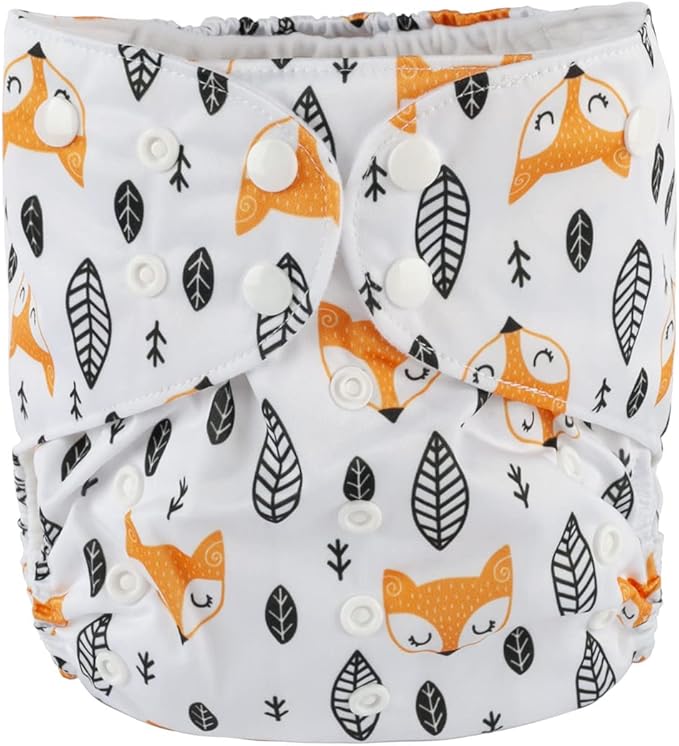 2 to 7 Years Old Cloth Diaper Nappy Pocket Reusable Washable Junior Big Baby Kids Toddler (Foxes Trees)