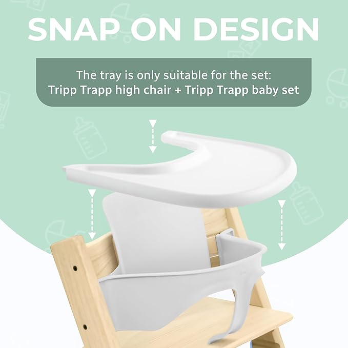 High Chair Tray Compatible with Stokke Tripp Trapp Chair – Matte Dusty Pink – NO Suction Plate Feature – Ergonomic Curved Design – BPA-Free, Easy to Assemble