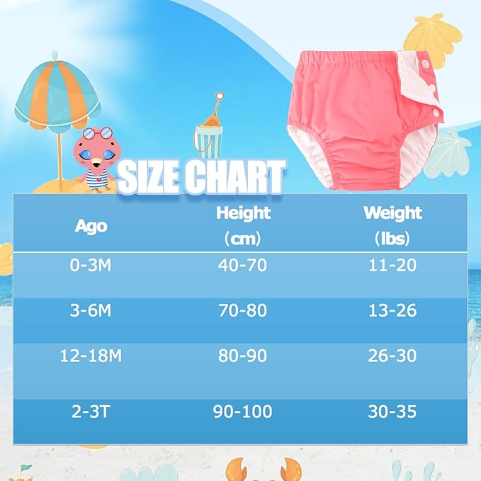 Baby Newborn Reusable Swim Diapers Infant Unisex Washable Swim Diaper Toddler Swimming Diapers Pink, 0-3 Months