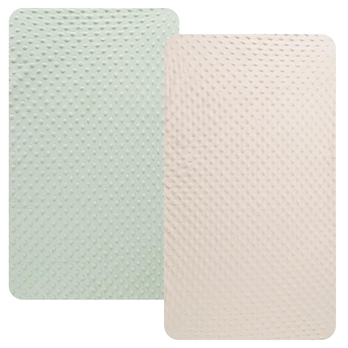 Dot Changing Pad Cover Set 2 Pack Stretch Ultra Soft for Baby Girls and Boys Light Green&Cream