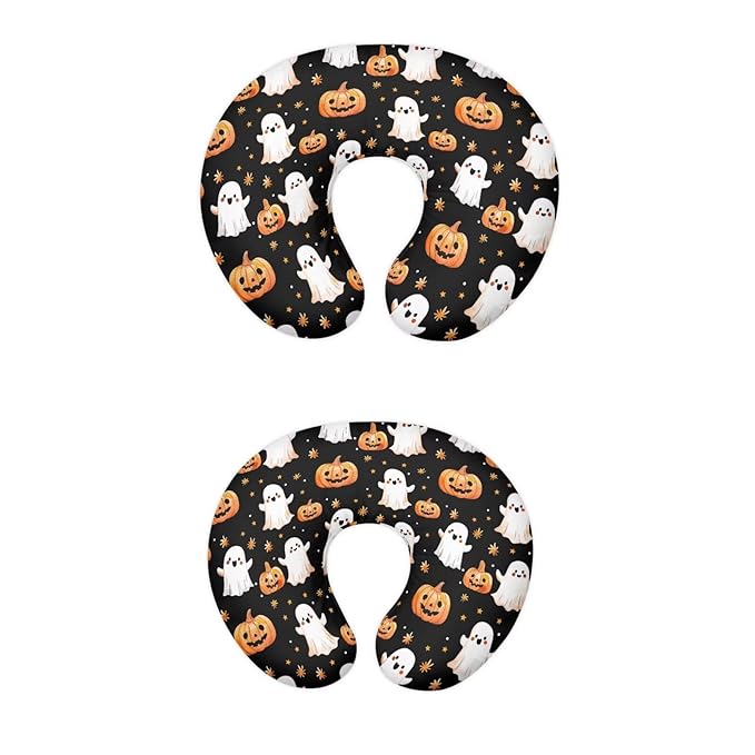 Halloween Cartoon Pumpkin and Ghost Nursing Pillow Cover Slipcover for Breastfeeding Pillows, Soft Breastfeeding Pillow Cover Stretchy Replaceable Pillow Cover Slipcover Halloween Decor