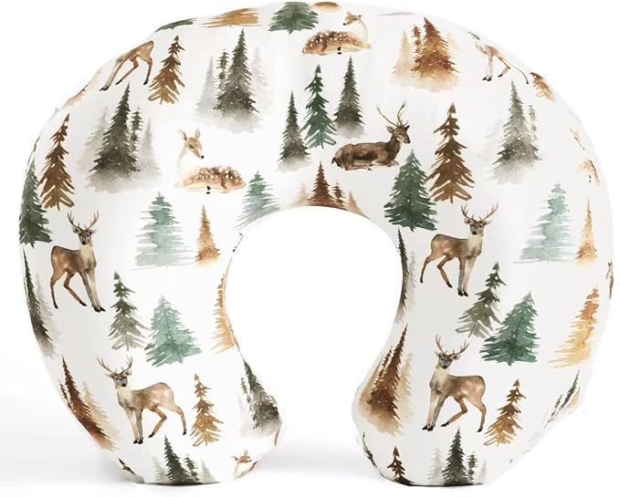 Nursing Pillow for Breast Feedingand Bottle Feeding, Breastfeeding Pillows for Mom with Removable Cover and Breathable Filling, Feeding Pillow for 0-16 Months(Deer)