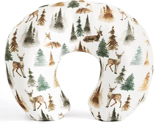 Nursing Pillow for Breast Feedingand Bottle Feeding, Breastfeeding Pillows for Mom with Removable Cover and Breathable Filling, Feeding Pillow for 0-16 Months(Deer)