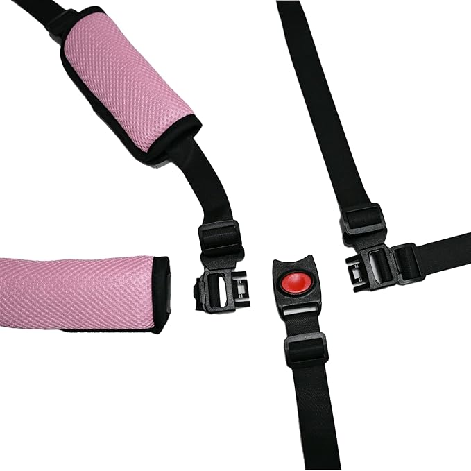 Universal 5 Point Harness Baby Chest Harness for High Chair/Stroller, Harness Belt with Baby Shoulder Strap and Crotch Harness Pads, Adjustable Harness Chest Harness Stroller for Child/Kid Seat, Pink