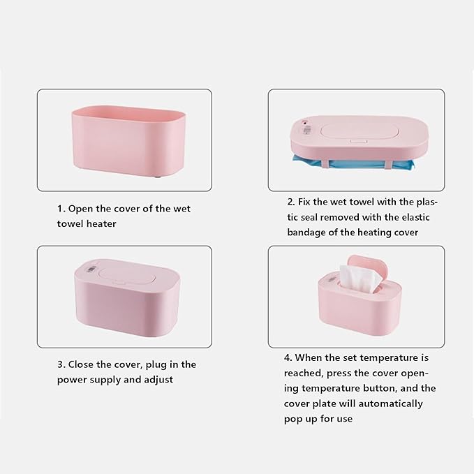 Wipes Warmer, Fast Heating Wipe Warmer and Baby Wet Wipes Dispenser for Home Use Adjustable Temperature Holds 80 Wipes, Travel Friendly with Direct Plug-in Power