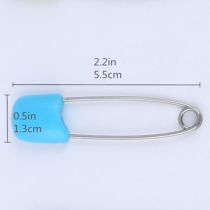 20 PCS Assorted Colors Baby Child Infant Kids Cloth Diaper Nappy Pins Stainless Steel Safety Pins with Colorful Plastic Head Safety Locking, Safety Hold Clip Locking Cloth (2.2in)